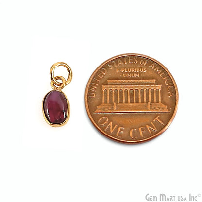 Garnet Oval 11x6mm Gold Plated Single Bail Bezel Gemstone Connector