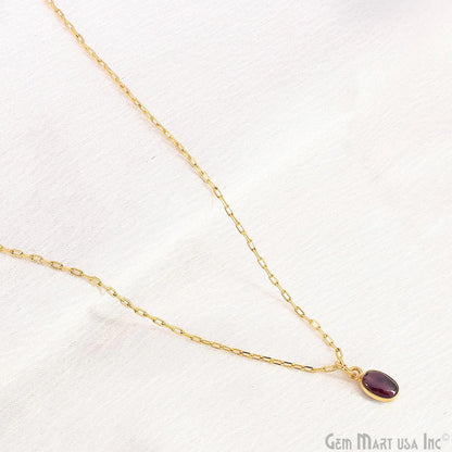 Garnet Oval 11x6mm Gold Plated Single Bail Bezel Gemstone Connector