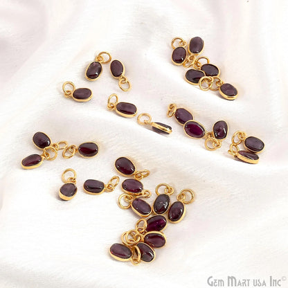 Garnet Oval 11x6mm Gold Plated Single Bail Bezel Gemstone Connector