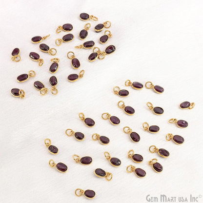 Garnet Oval 11x6mm Gold Plated Single Bail Bezel Gemstone Connector