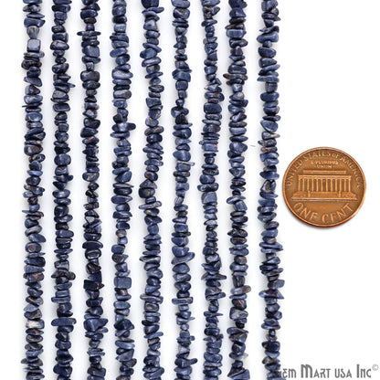 Sapphire Chip Beads, 34 Inch, Natural Chip Strands, Drilled Strung Nugget Beads, 3-7mm, Polished