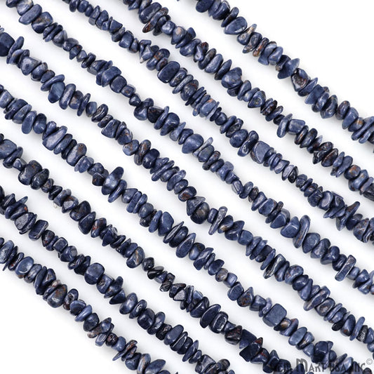 Sapphire Chip Beads, 34 Inch, Natural Chip Strands, Drilled Strung Nugget Beads, 3-7mm, Polished