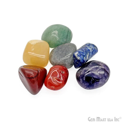 7pc Lot Tumble Stone, Multi Color Beautiful Seven Stone Set, Reiki stones, Healing crystal, Chakra Healing , 23x20mm