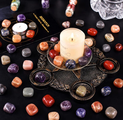 7pc Lot Tumble Stone, Multi Color Beautiful Seven Stone Set, Reiki stones, Healing crystal, Chakra Healing , 23x20mm