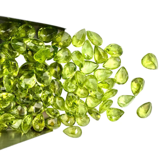 Peridot Pears Gemstone, 6x8mm, 5+ Carat, 100% Natural Faceted Loose Gems, August Birthstone