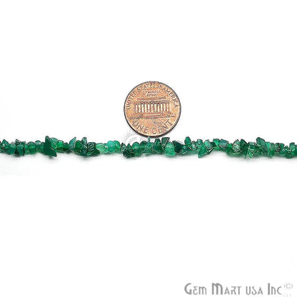 Green Onyx Chip Beads, 34 Inch, Natural Chip Strands, Drilled Strung Nugget Beads, 3-7mm, Polished, GemmartUSA (CHGO-70001)