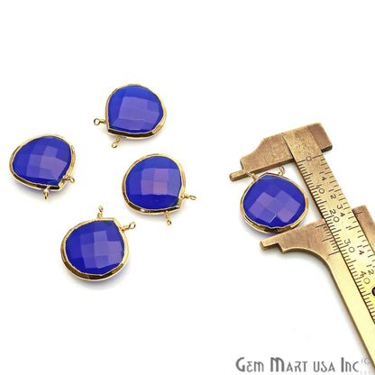 Clearance Gemstone 22x20mm Heart Shape Gold Electroplated Connector