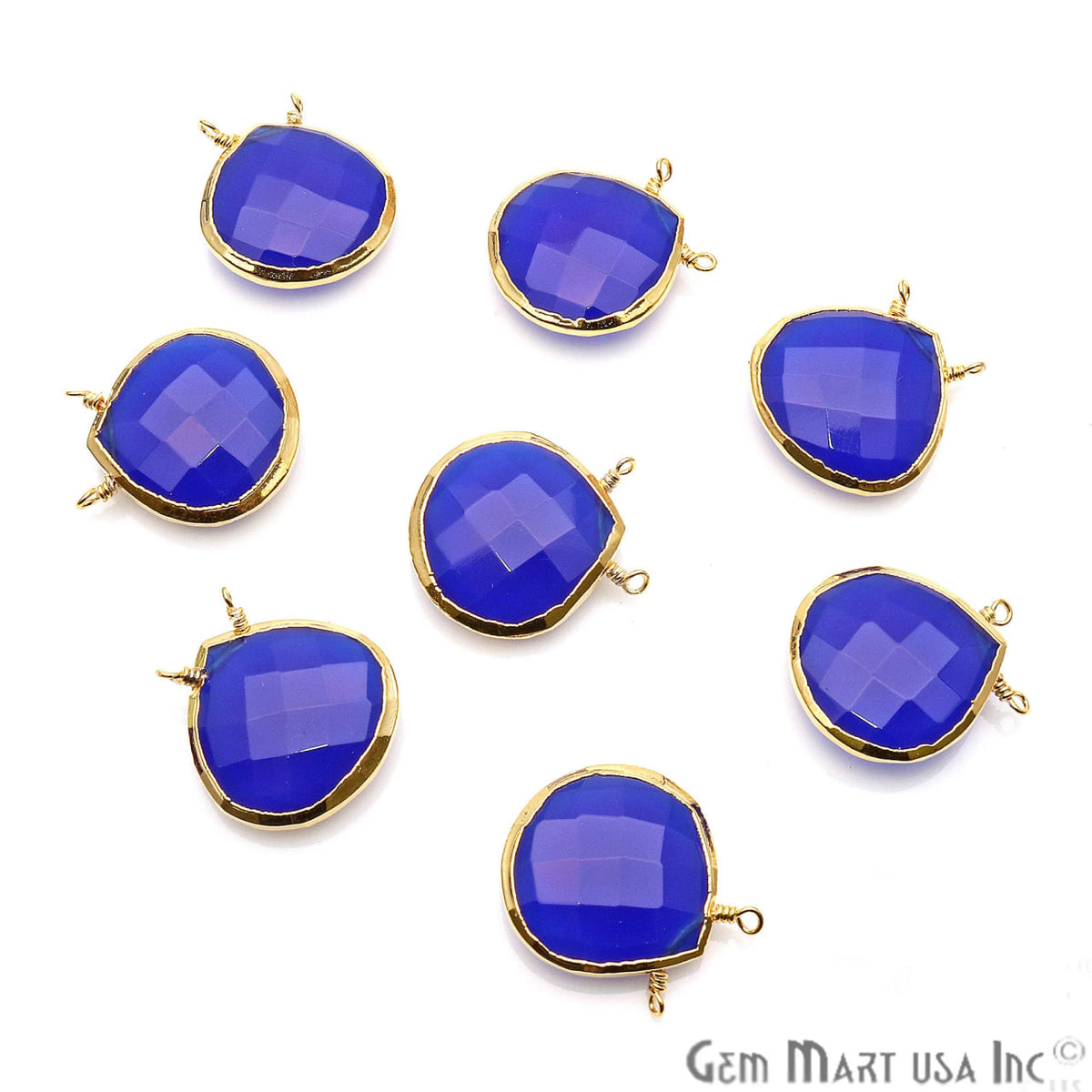 Clearance Gemstone 22x20mm Heart Shape Gold Electroplated Connector