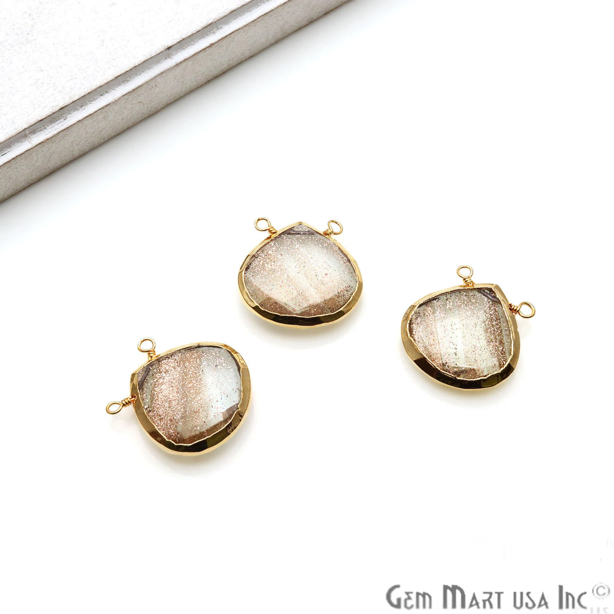 Clearance Gemstone 22x20mm Heart Shape Gold Electroplated Connector