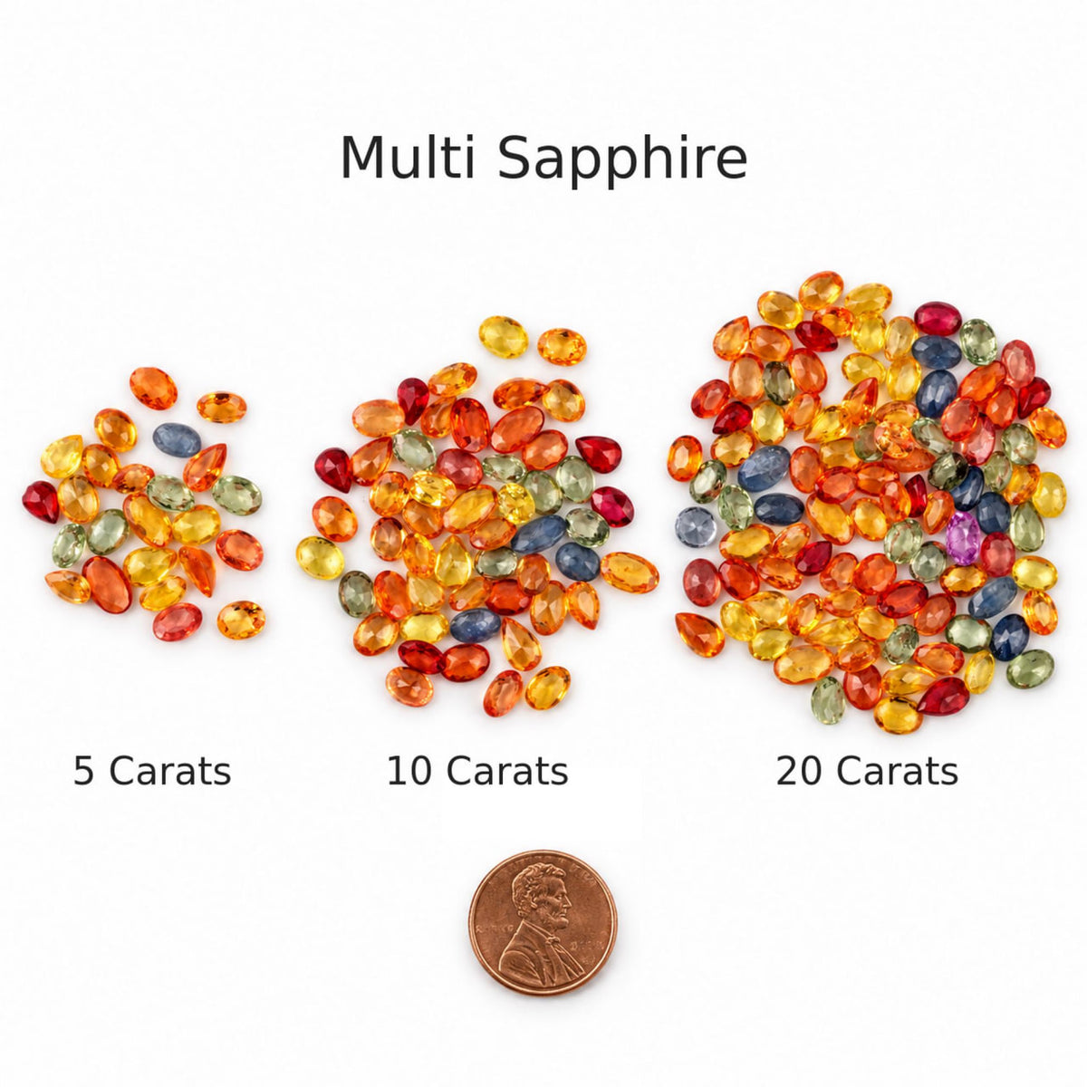Multi Sapphire Wholesale Gemstones, 100% Natural Precious Gems, Multi Color Faceted Loose Gems, 5x3mm, Oval and Pear, 5+ Carats