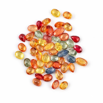 Multi Sapphire Wholesale Gemstones, 100% Natural Precious Gems, Multi Color Faceted Loose Gems, 5x3mm, Oval and Pear, 5+ Carats