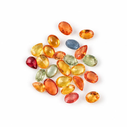 Multi Sapphire Wholesale Gemstones, 100% Natural Precious Gems, Multi Color Faceted Loose Gems, 5x3mm, Oval and Pear, 5+ Carats