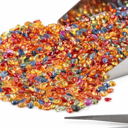 Multi Sapphire Wholesale Gemstones, 100% Natural Precious Gems, Multi Color Faceted Loose Gems, 5x3mm, Oval and Pear, 5+ Carats