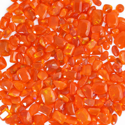 Orange Fire Opal Loose Cut Gemstone Mix, 100% Natural Precious Gems, Faceted Loose Gems, 4-8mm, 5+ Carats