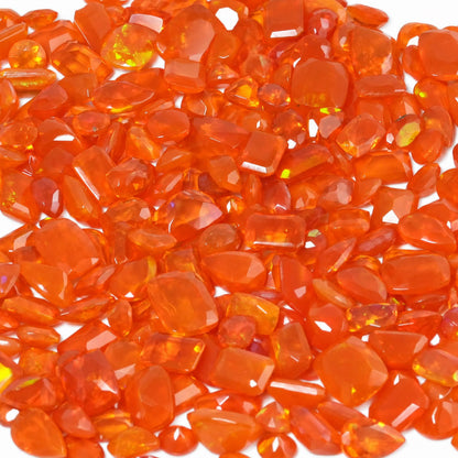 Orange Fire Opal Loose Cut Gemstone Mix, 100% Natural Precious Gems, Faceted Loose Gems, 4-8mm, 5+ Carats
