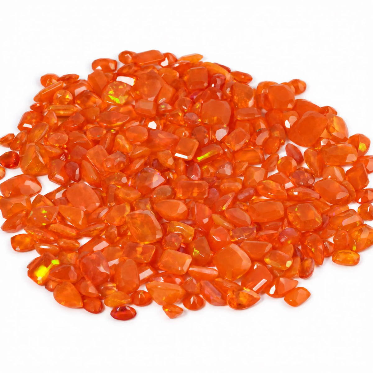 Orange Fire Opal Loose Cut Gemstone Mix, 100% Natural Precious Gems, Faceted Loose Gems, 4-8mm, 5+ Carats
