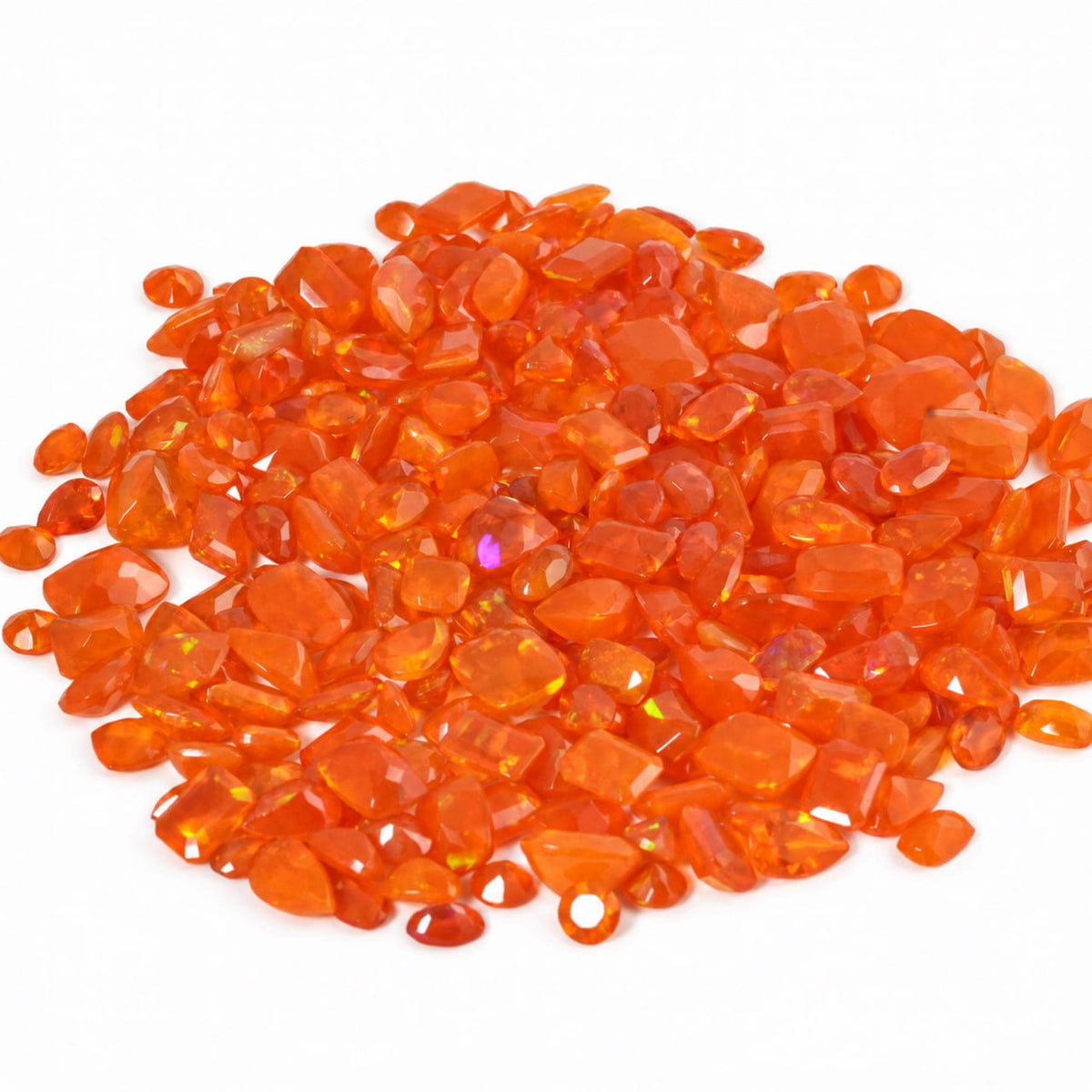 Orange Fire Opal Loose Cut Gemstone Mix, 100% Natural Precious Gems, Faceted Loose Gems, 4-8mm, 5+ Carats