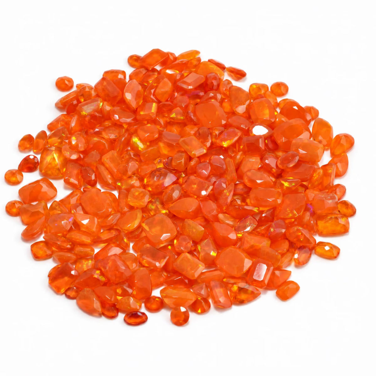 Orange Fire Opal Loose Cut Gemstone Mix, 100% Natural Precious Gems, Faceted Loose Gems, 4-8mm, 5+ Carats