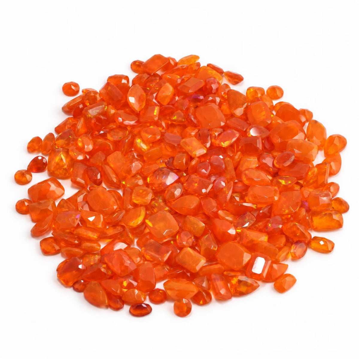 Orange Fire Opal Loose Cut Gemstone Mix, 100% Natural Precious Gems, Faceted Loose Gems, 4-8mm, 5+ Carats