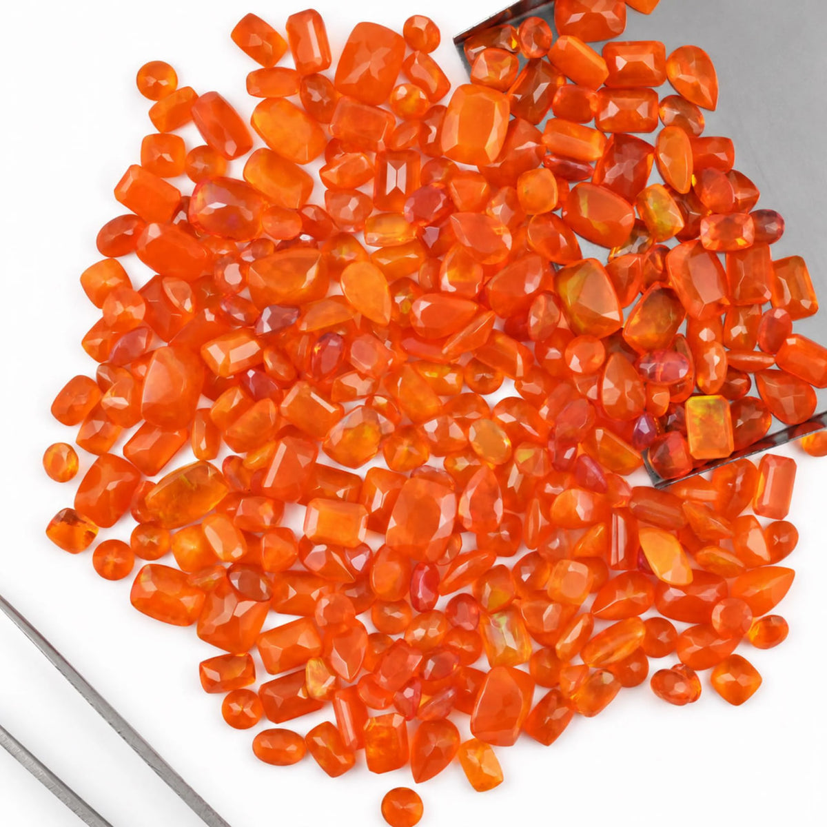 Orange Fire Opal Loose Cut Gemstone Mix, 100% Natural Precious Gems, Faceted Loose Gems, 4-8mm, 5+ Carats