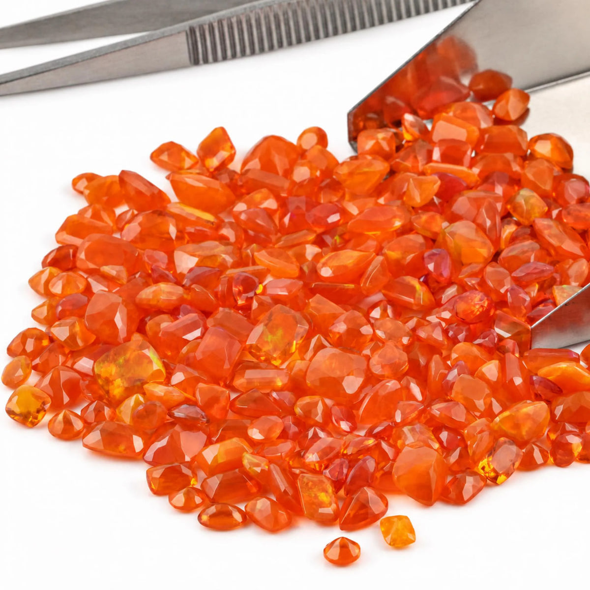Orange Fire Opal Loose Cut Gemstone Mix, 100% Natural Precious Gems, Faceted Loose Gems, 4-8mm, 5+ Carats