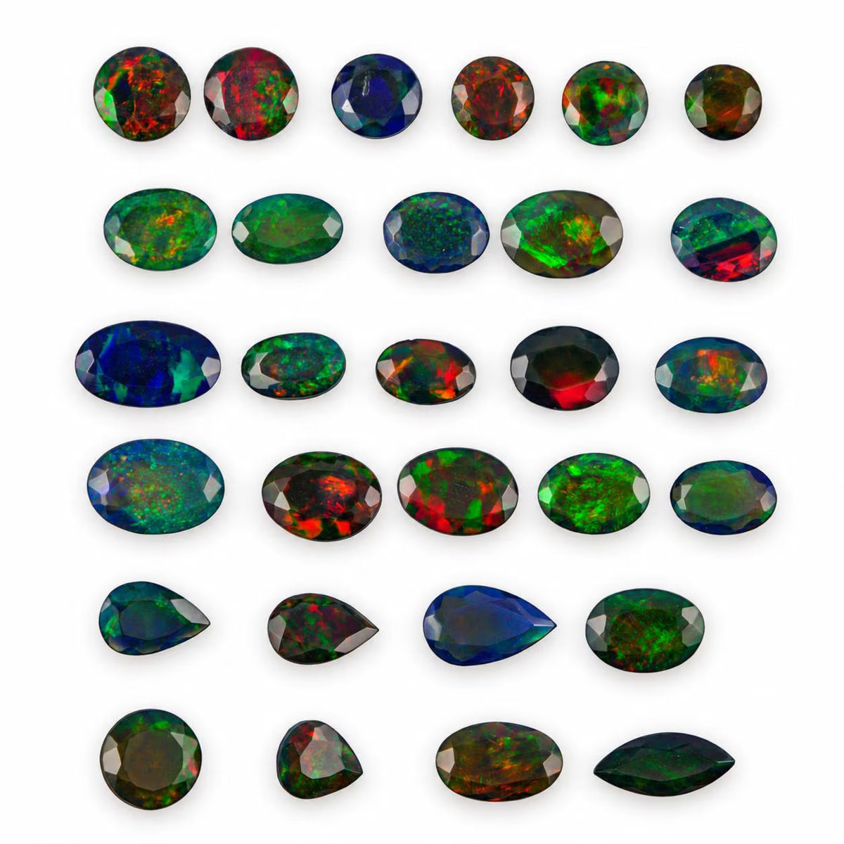 Black Opal Loose Gemstone ,Rainbow Fire ,Oval and Pear Cut , 10-20mm , October Birthstone 5+ Carats