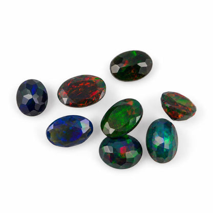 Black Opal Loose Gemstone ,Rainbow Fire ,Oval and Pear Cut , 10-20mm , October Birthstone 5+ Carats