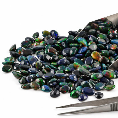 Black Opal Loose Gemstone ,Rainbow Fire ,Oval and Pear Cut , 10-20mm , October Birthstone 5+ Carats