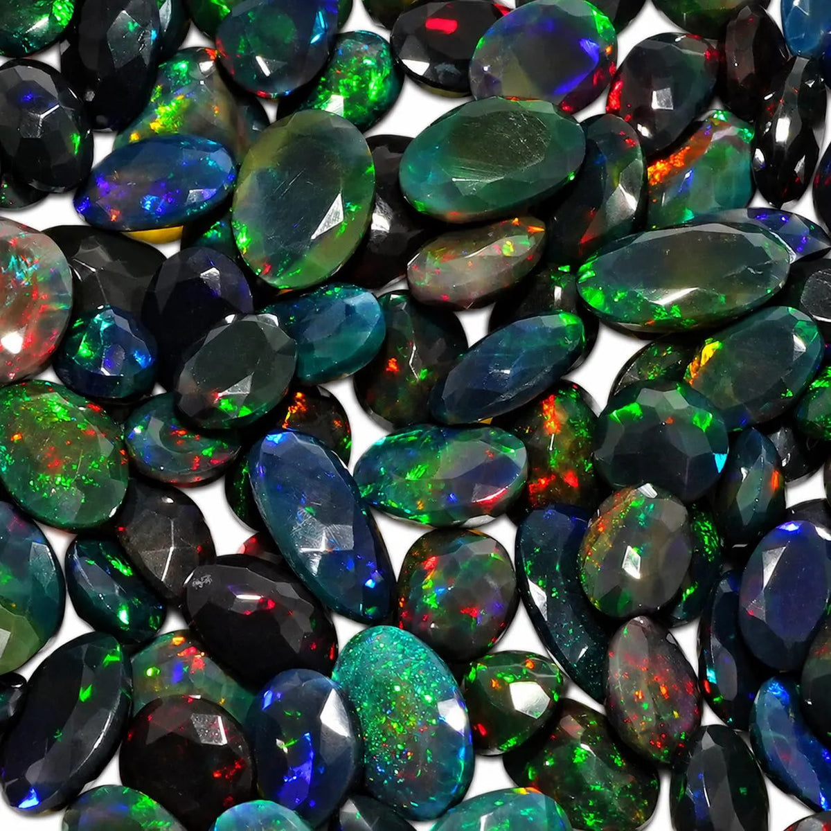 Black Opal Loose Gemstone ,Rainbow Fire ,Oval and Pear Cut , 10-20mm , October Birthstone 5+ Carats