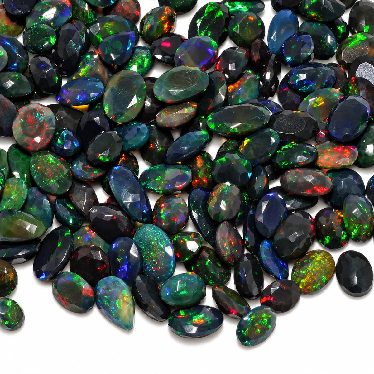 Black Opal Loose Gemstone ,Rainbow Fire ,Oval and Pear Cut , 10-20mm , October Birthstone 5+ Carats