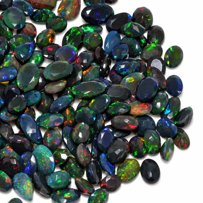 Black Opal Loose Gemstone ,Rainbow Fire ,Oval and Pear Cut , 10-20mm , October Birthstone 5+ Carats