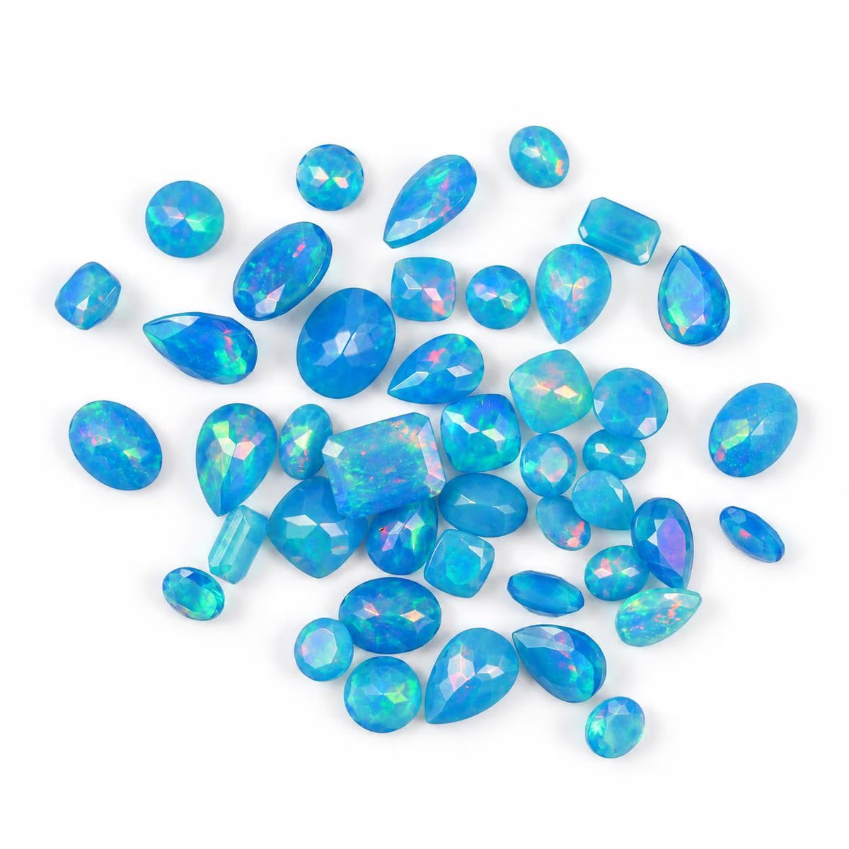 Blue Opal Loose Cut Gemstone, 100% Natural Precious Gems, Mix Shape Faceted Loose Gems, 4-8mm, 5+ Carats