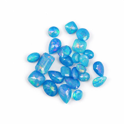 Blue Opal Loose Cut Gemstone, 100% Natural Precious Gems, Mix Shape Faceted Loose Gems, 4-8mm, 5+ Carats