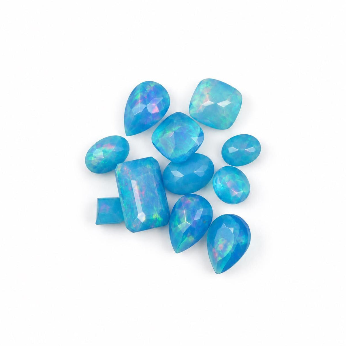 Blue Opal Loose Cut Gemstone, 100% Natural Precious Gems, Mix Shape Faceted Loose Gems, 4-8mm, 5+ Carats