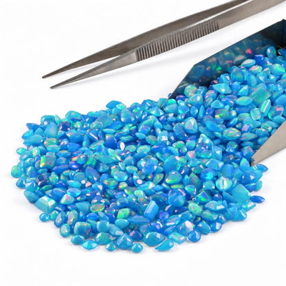 Blue Opal Loose Cut Gemstone, 100% Natural Precious Gems, Mix Shape Faceted Loose Gems, 4-8mm, 5+ Carats