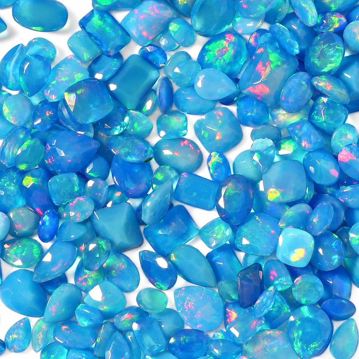 Blue Opal Loose Cut Gemstone, 100% Natural Precious Gems, Mix Shape Faceted Loose Gems, 4-8mm, 5+ Carats