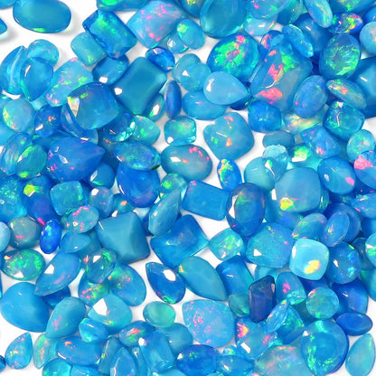 Blue Opal Loose Cut Gemstone, 100% Natural Precious Gems, Mix Shape Faceted Loose Gems, 4-8mm, 5+ Carats
