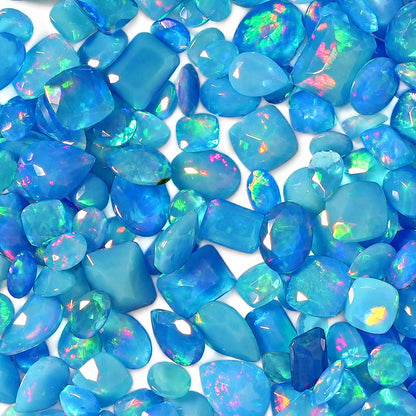 Blue Opal Loose Cut Gemstone, 100% Natural Precious Gems, Mix Shape Faceted Loose Gems, 4-8mm, 5+ Carats