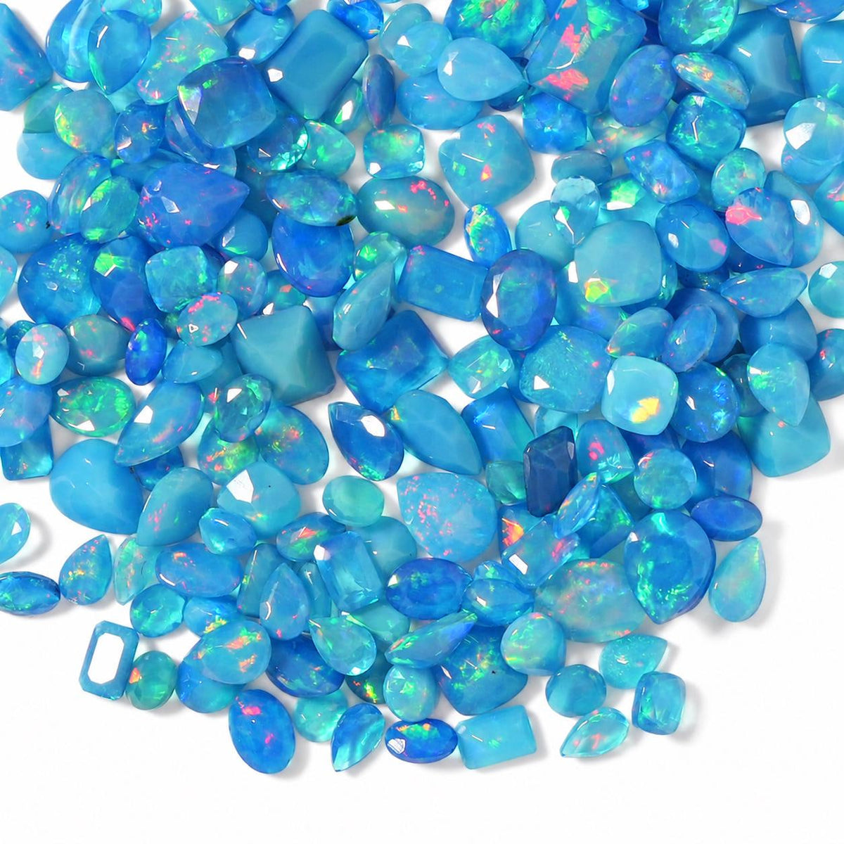 Blue Opal Loose Cut Gemstone, 100% Natural Precious Gems, Mix Shape Faceted Loose Gems, 4-8mm, 5+ Carats