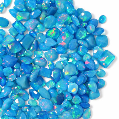 Blue Opal Loose Cut Gemstone, 100% Natural Precious Gems, Mix Shape Faceted Loose Gems, 4-8mm, 5+ Carats