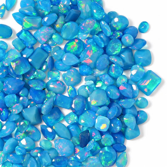 Blue Opal Loose Gemstone, 100% Natural Precious Gems, Mix Shape Faceted Loose Gems, 4-8mm, 5+ Carats