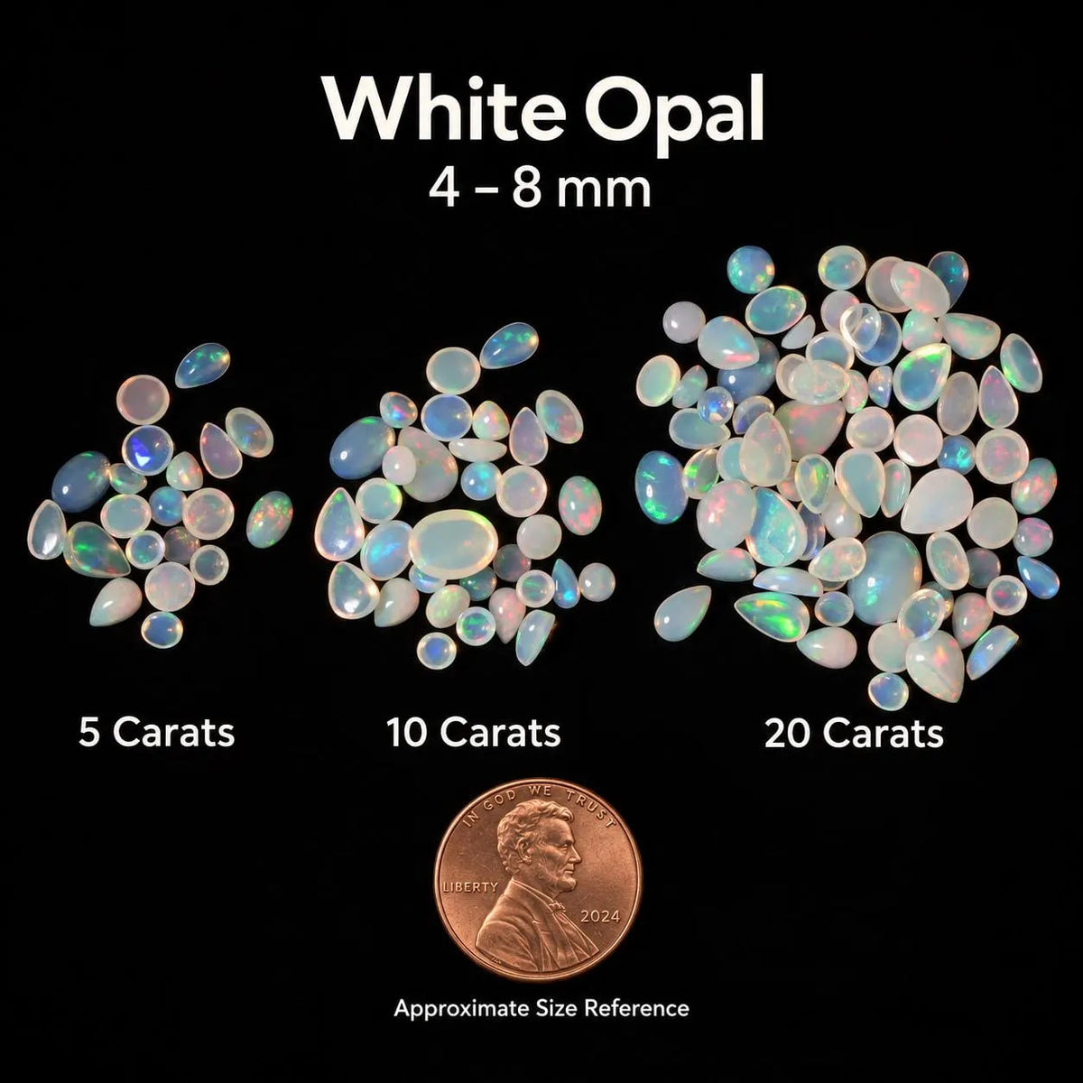 White Opal Cabochon Gemstone Mix, 100% Natural Precious Gems, Mix Shape Faceted Loose Gems, 4-8mm, 5+ Carats