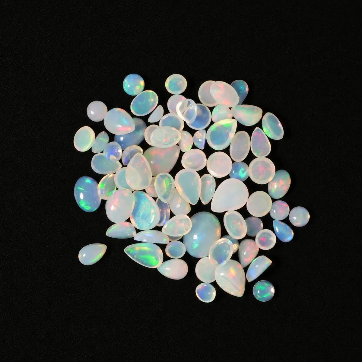 White Opal Cabochon Gemstone Mix, 100% Natural Precious Gems, Mix Shape Faceted Loose Gems, 4-8mm, 5+ Carats