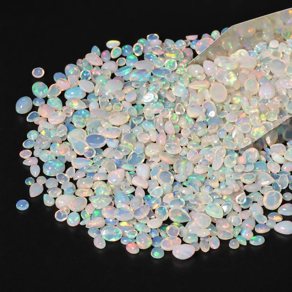 White Opal Cabochon Gemstone Mix, 100% Natural Precious Gems, Mix Shape Faceted Loose Gems, 4-8mm, 5+ Carats
