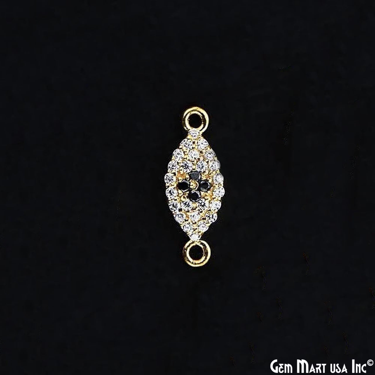 Cubic Zircon Pave 'Marquise' Gold Vermeil Charm For Bracelet & Pendants