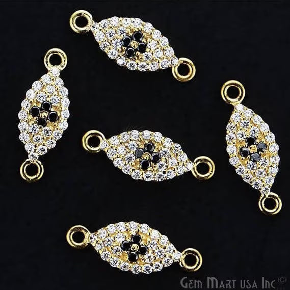 Cubic Zircon Pave 'Marquise' Gold Vermeil Charm For Bracelet & Pendants