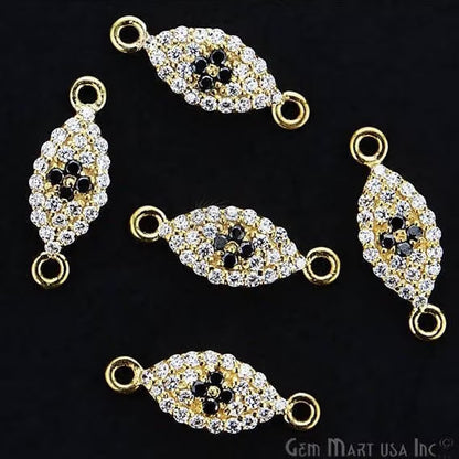 Cubic Zircon Pave 'Marquise' Gold Vermeil Charm For Bracelet & Pendants