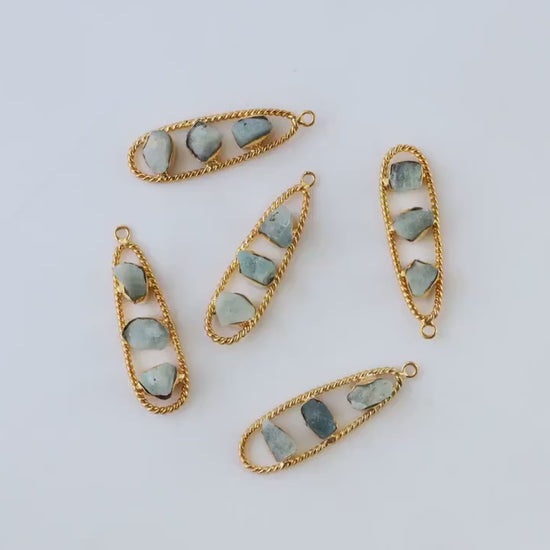 Raw Aquamarine Gold-Plated Earring Supply, available for white label jewelry.