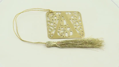 A Alphabet Bookmark With Tassel. Gold Plated Bookmark, Reader Gift, Handmade Bookmark, Page Marker, Aesthetic Gift, 50mm