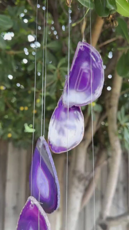 Gemstone Wind Chime, Natural Agate Slices, Crystal Quartz Wind Chime, Garden Décor, Home Décor, Melodic Tones